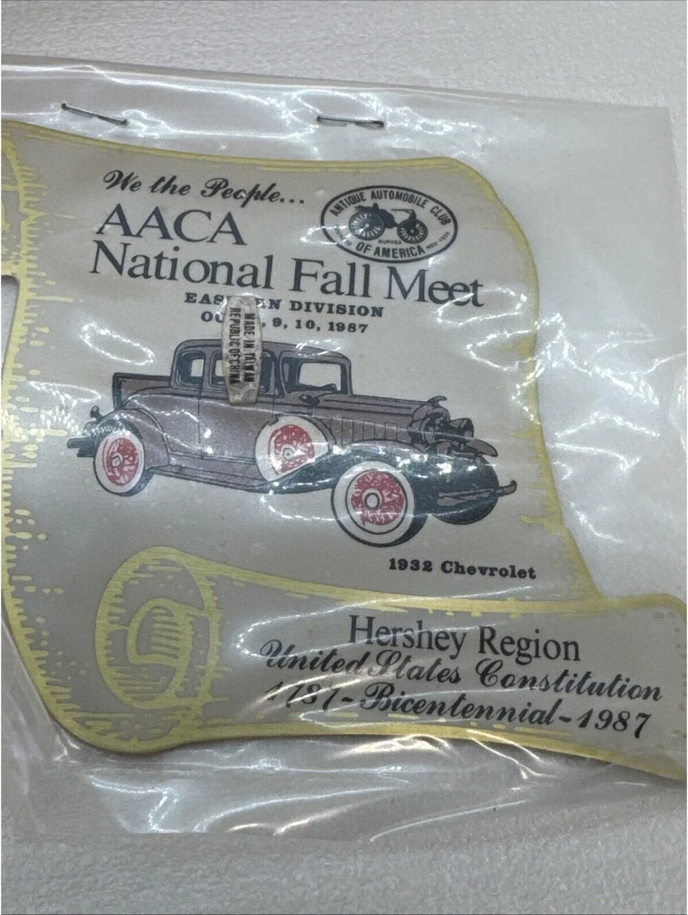 Hershey Boop 1987 Red Truck National Fall Meet W/Plaque AACA & 2 Wooden Nickels